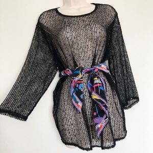 Long Sleeve Net Sequin Oversized Shirt